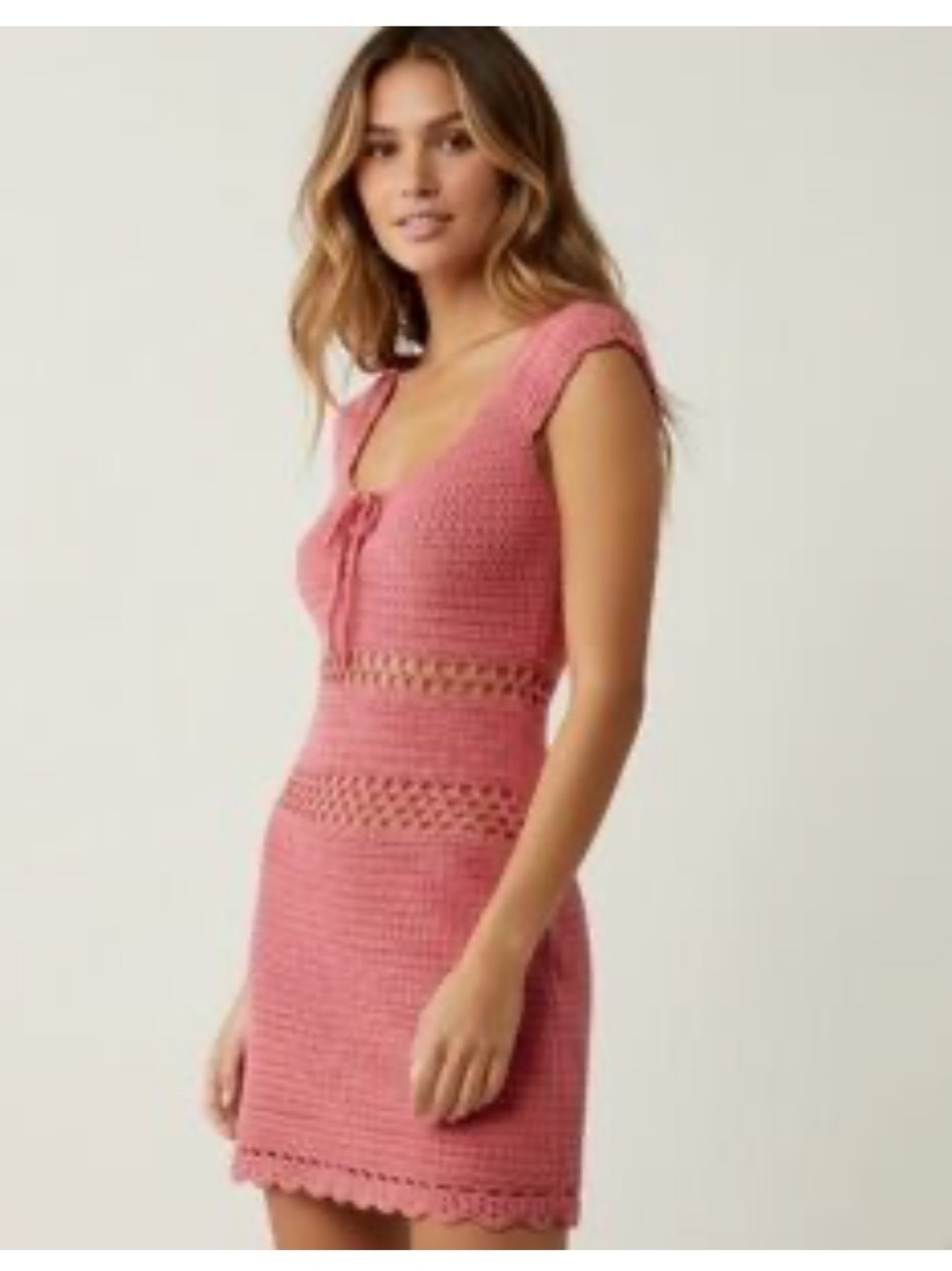 American Eagle Outfitters Pink/Coral Crochet Mini Dress